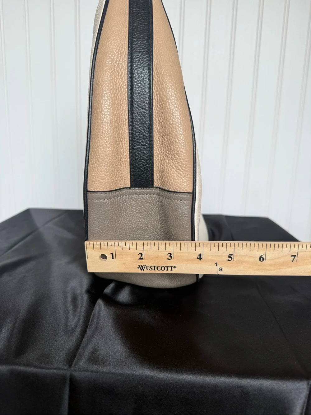 Coach Cream & Tan Pebbled Leather Hobo with Black Trim